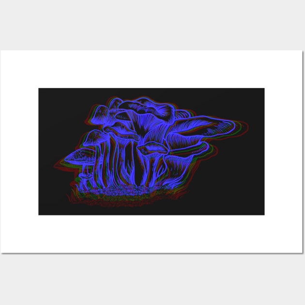 Blue Chrome Mushrooms Wall Art by Sopicon98